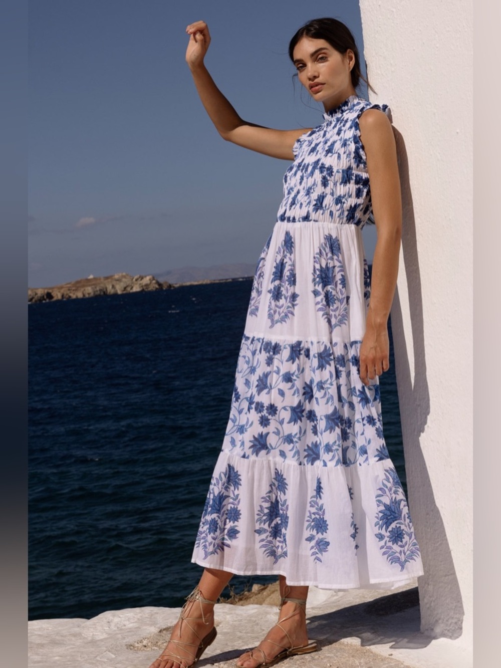 OLIPHANT SLEEVELESS SMOCKED MAXI- MARION BLUE. XXL - Picture 8 of 13